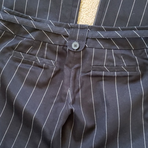 Loft Marisa Pinstripe Black Belted Pants - Picture 4 of 4